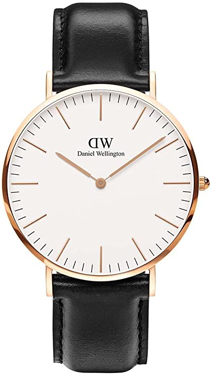 Daniel Wellington Reading 36mm White Dial Black Genuine Leather Women's Watch - DW00100041
