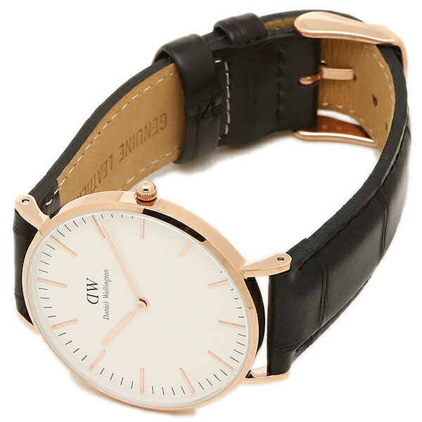 Daniel Wellington Reading 40mm White Dial Black Genuine Leather Men's Watch - DW00100014