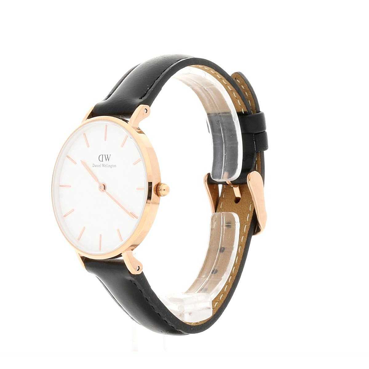 Daniel Wellington Sheffield 32mm White Dial Black Genuine Leather Women's Watch - DW00100174