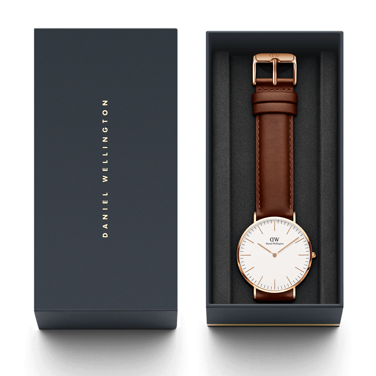 Daniel Wellington St Mawes 40mm White Dial Brown Genuine Leather Men's Watch - DW00100006