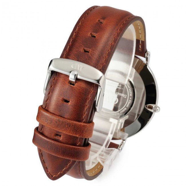 Daniel Wellington St Mawes 40mm Black Dial Brown Genuine Leather Men's Watch - DW00100130