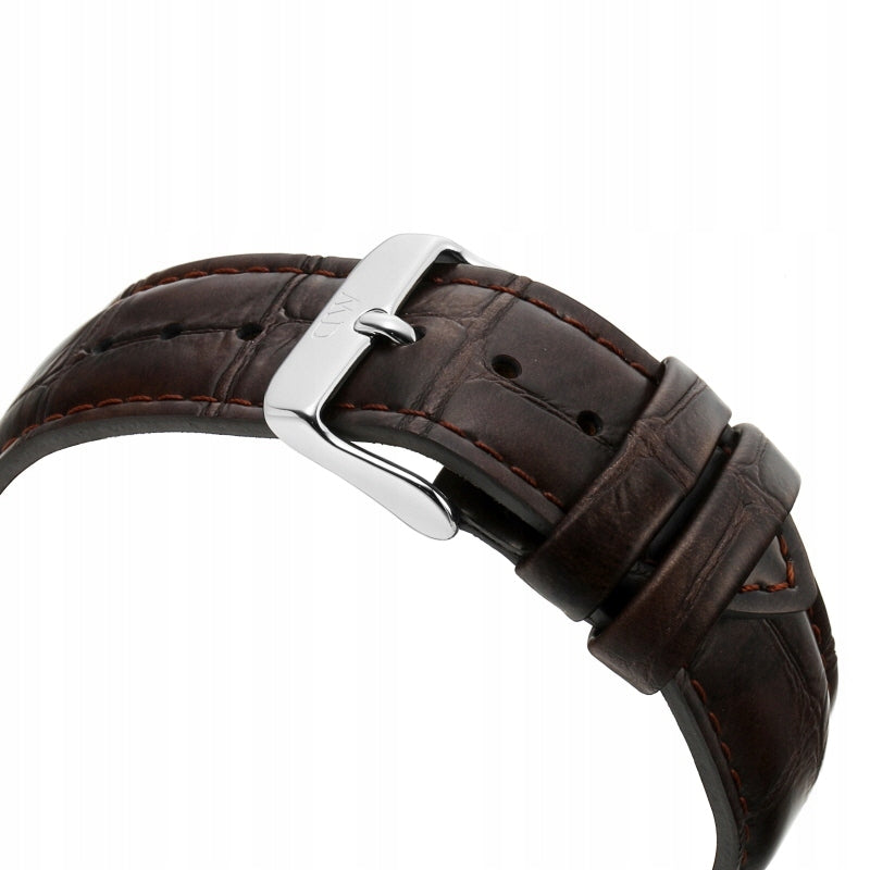 Daniel Wellington York 36mm Black Dial Dark Brown Genuine Leather Women's Watch - DW00100146