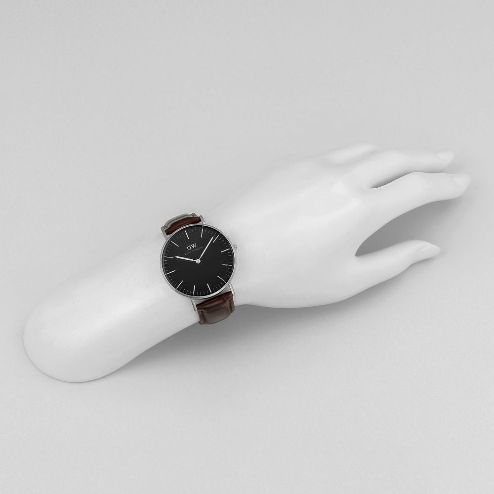 Daniel Wellington York 36mm Black Dial Dark Brown Genuine Leather Women's Watch - DW00100146