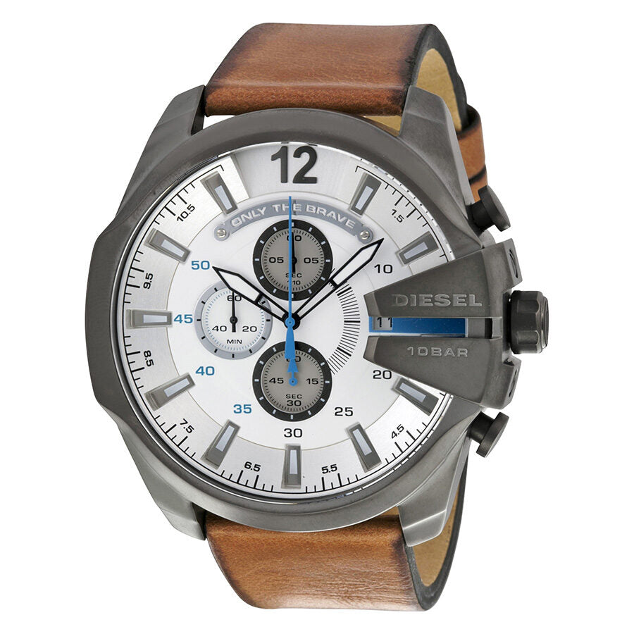 Diesel Mega Chief Chronograph White Dial Men's Watch #DZ4280 - The Watches Men & CO
