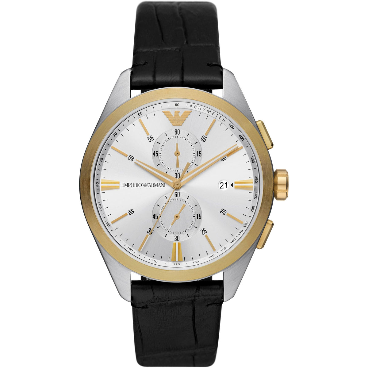 Emporio Armani Chronograph Black Leather Men's Watch AR11498 - The Watches Men & CO