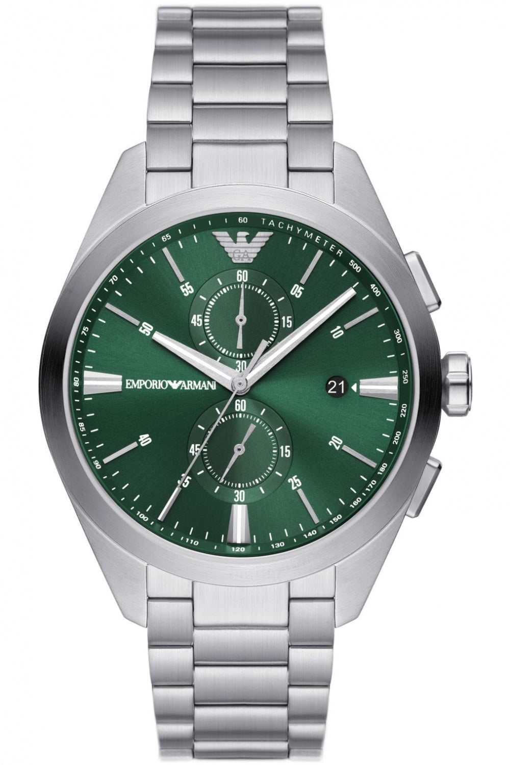 Emporio Armani Silver Chronograph Green Dial Men's Watch AR11480 - The Watches Men & CO