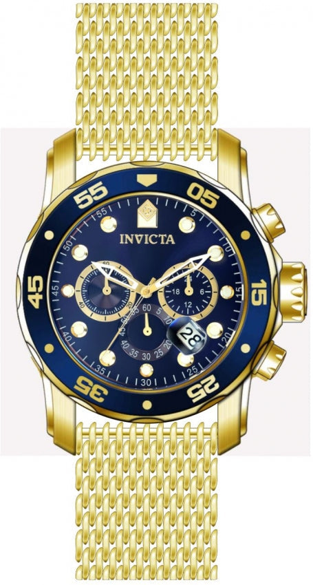 Invicta pro diver chronograph gmt date quartz blue dial 48MM men's watch 47239