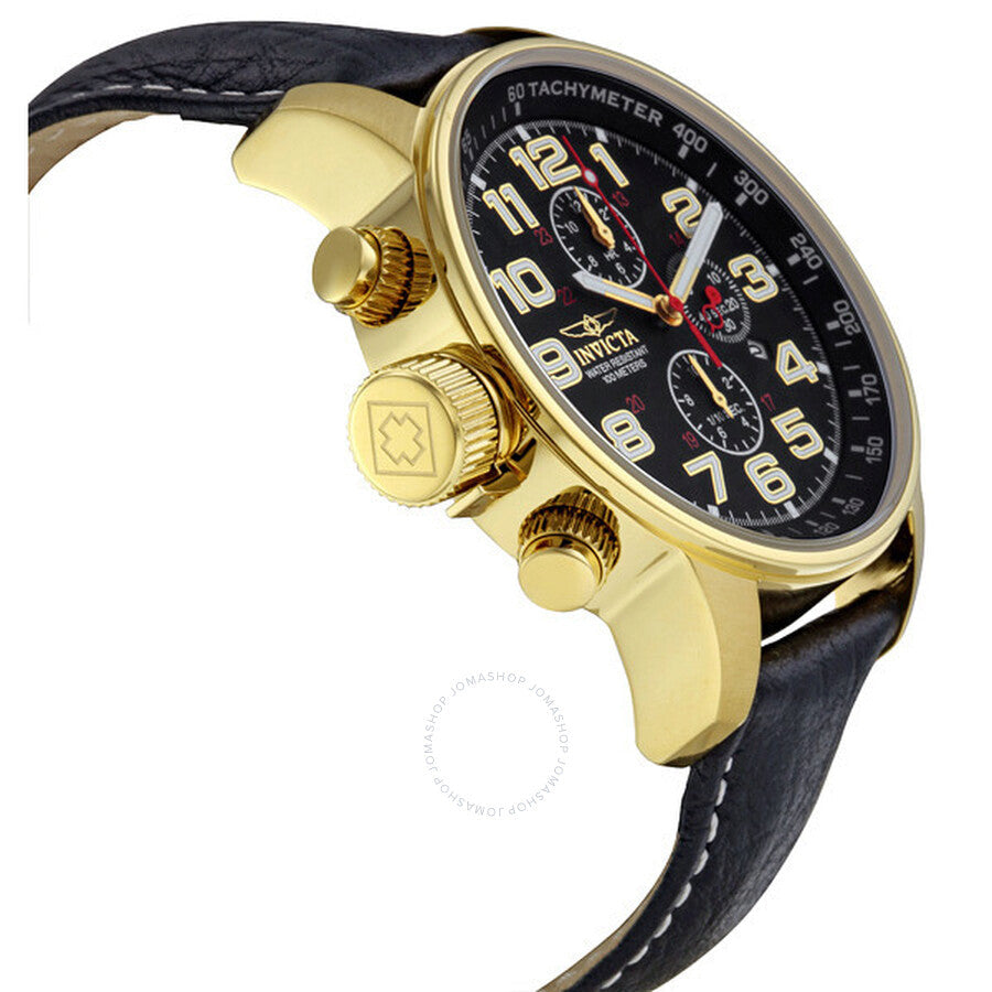 Invicta Lefty Chronograph Black Dial Gold-tone Unisex Watch 3330 - The Watches Men & Co #2