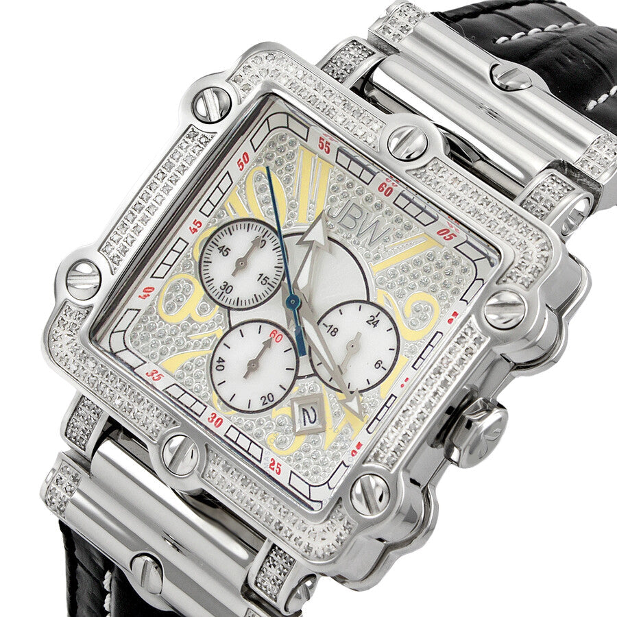 JBW Phantom Silver-tone Chronograph Crystal Dial Silver-tone Steel Diamond Men's Watch JB-6215-238-B - Dawson Watches #2