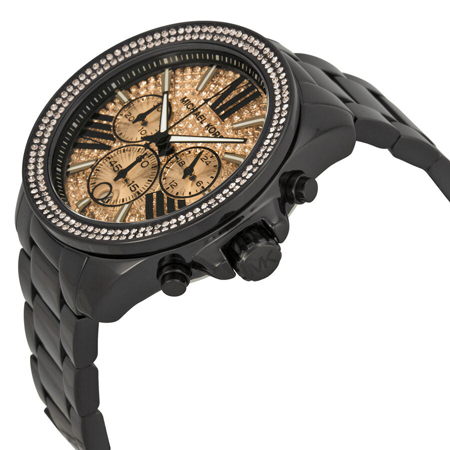 Michael Kors Everest Chronograph Rose Dial Black Ion-plated Ladies Watch MK5879 - The Watches Men & CO #2