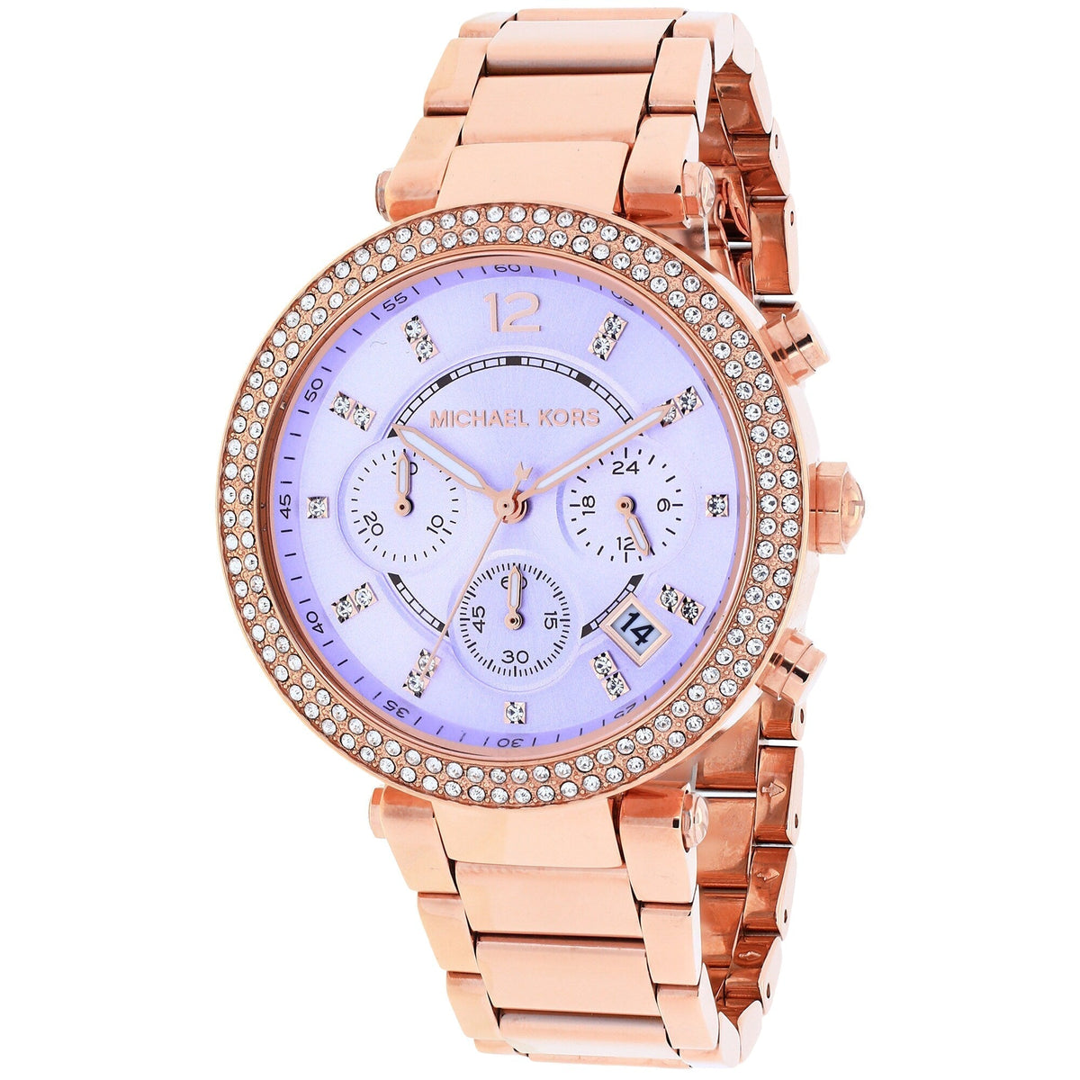 Michael Kors Parker Chronograph Purple Dial Rose Ladies Watch MK6169 - The Watches Men & CO