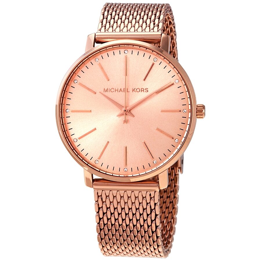 Michael Kors Pyper Quartz Crystal Rose Gold Dial Ladies Watch MK4340 - The Watches Men & CO