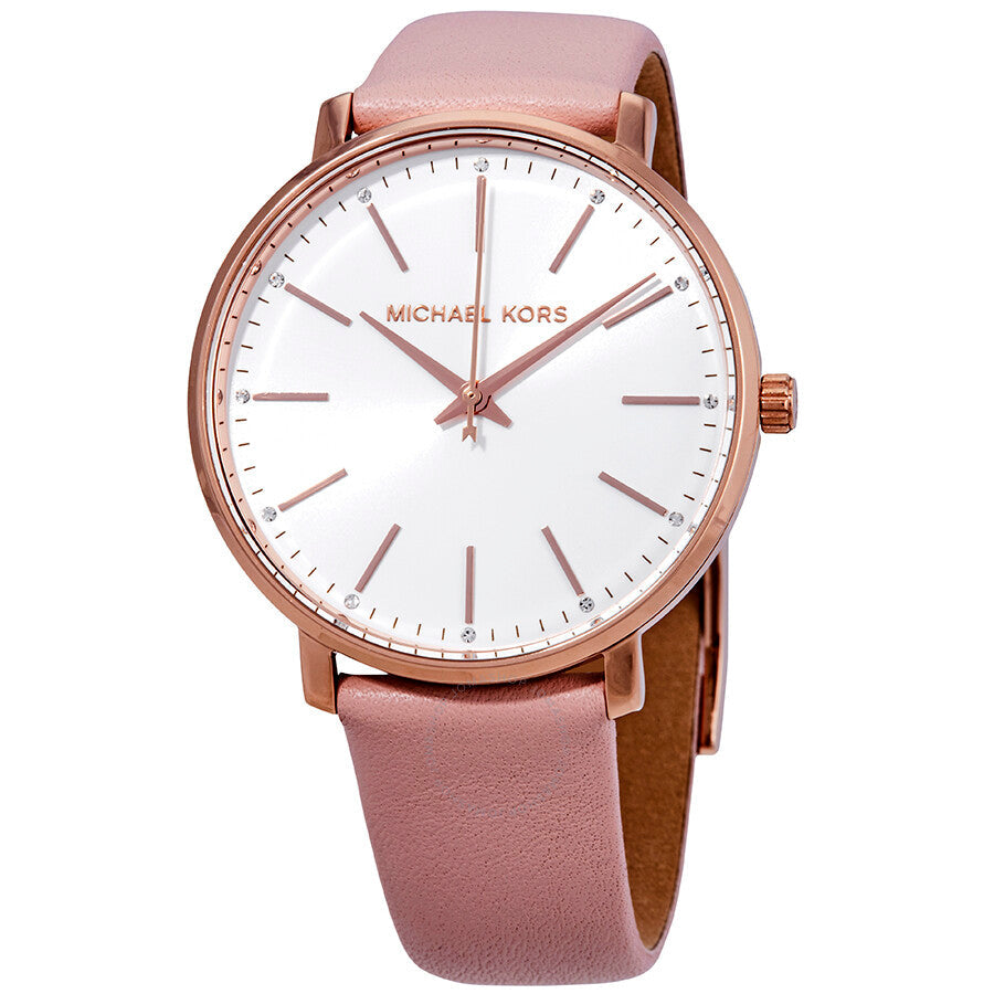 Michael Kors Pyper White Dial Pink Leather Ladies Watch MK2741 - Dawson Watches