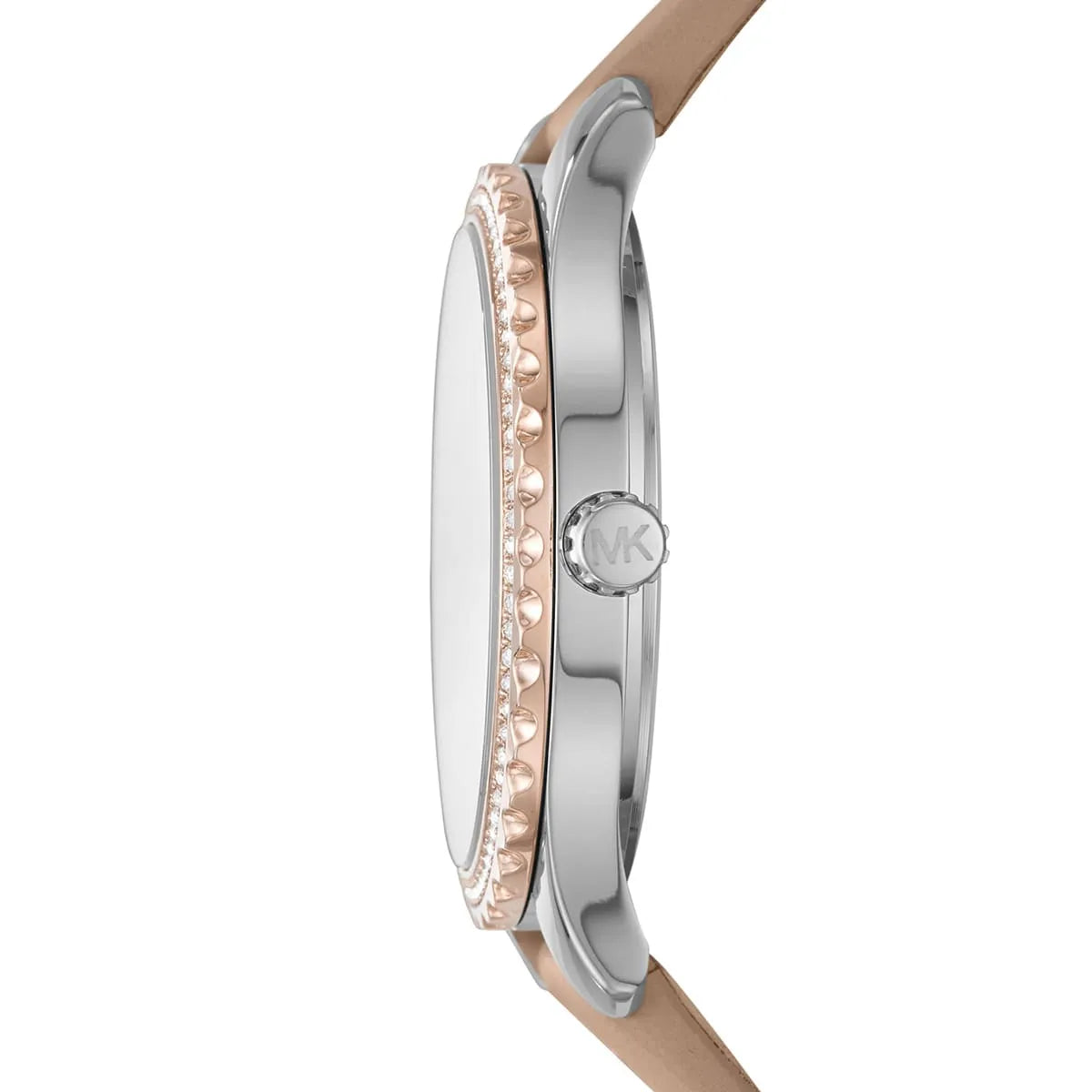 Michael Kors Layton White MOP Dial Beige Genuine Leather Women's Watch - MK2910