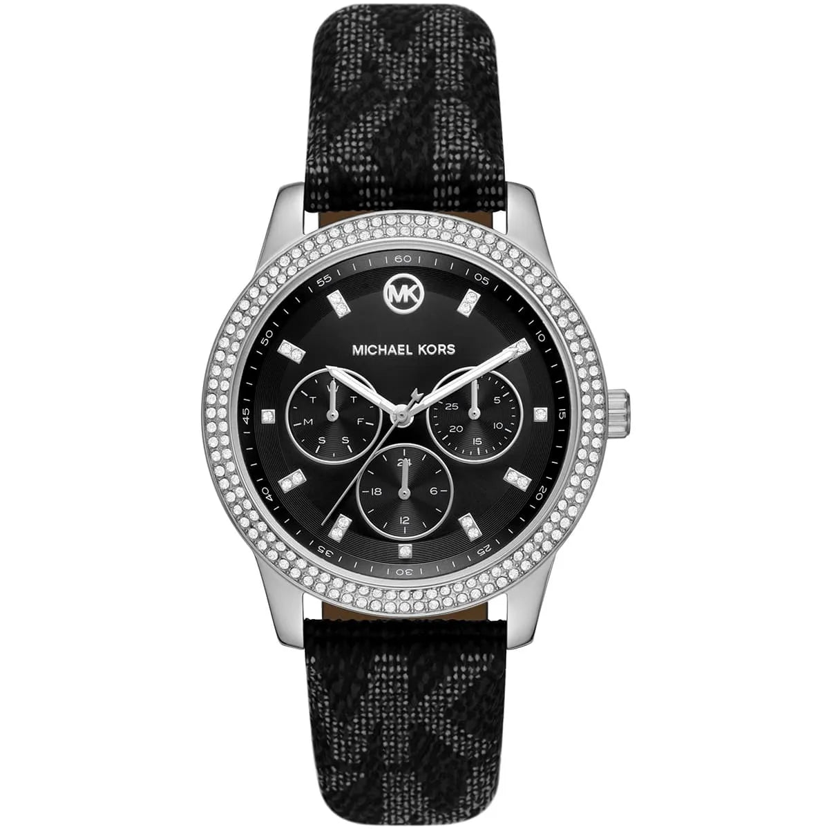 Michael Kors Tibby Chronograph Black Dial Black Genuine Leather Women's Watch - MK2976