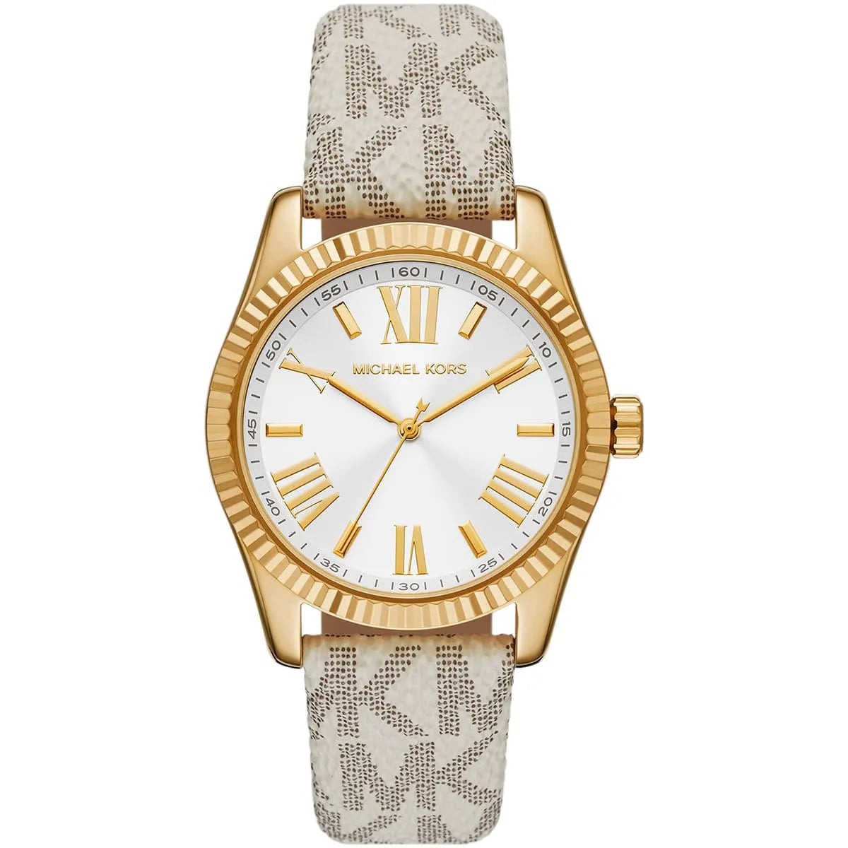 Michael Kors Lexington White Dial Grey Genuine Leather Women's Watch - MK4746