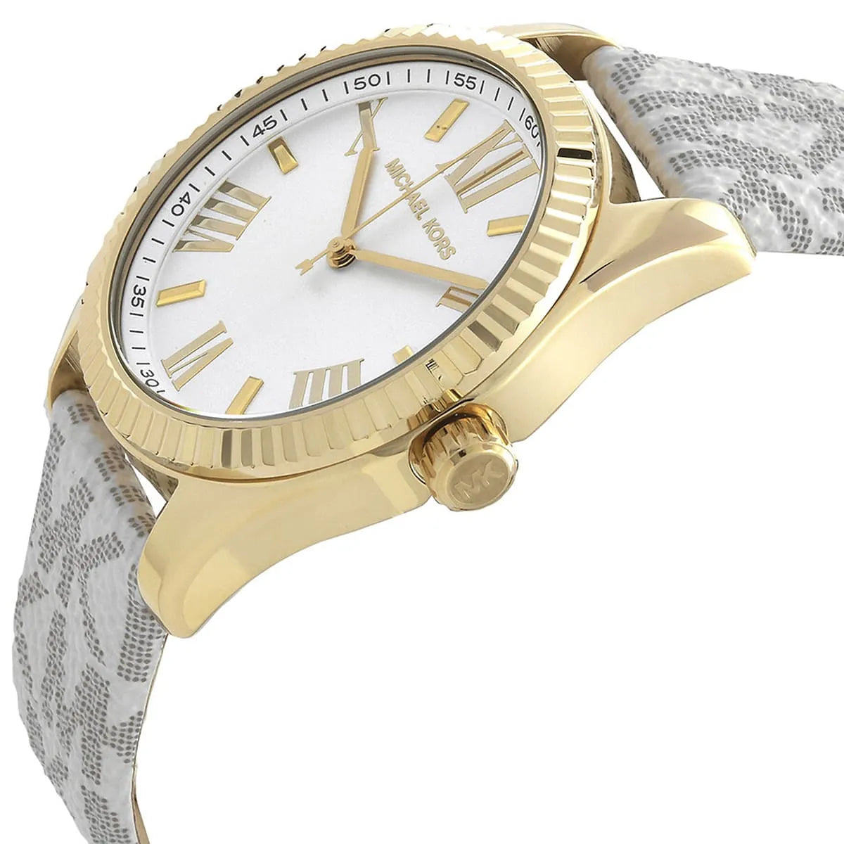 Michael Kors Lexington White Dial Grey Genuine Leather Women's Watch - MK4746