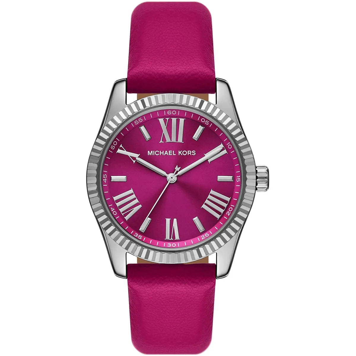 Michael Kors Lexington Silver-tone Pink Genuine Leather Women's Watch - MK4749
