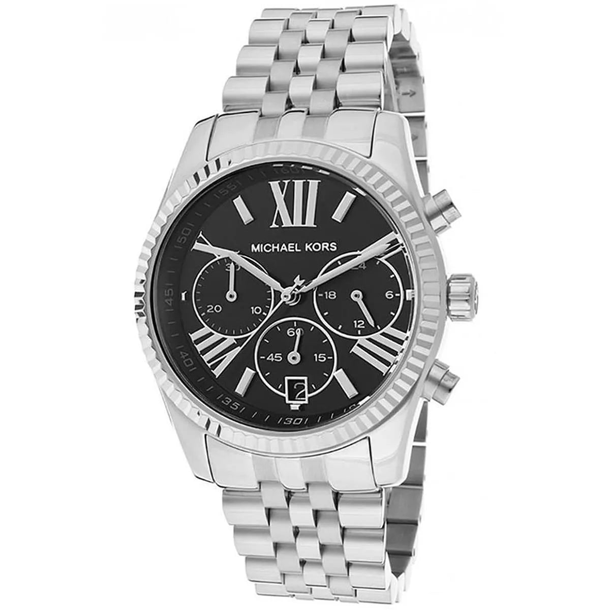 Michael Kors Chronograph Black Dial Silver Unisex Watch MK5708