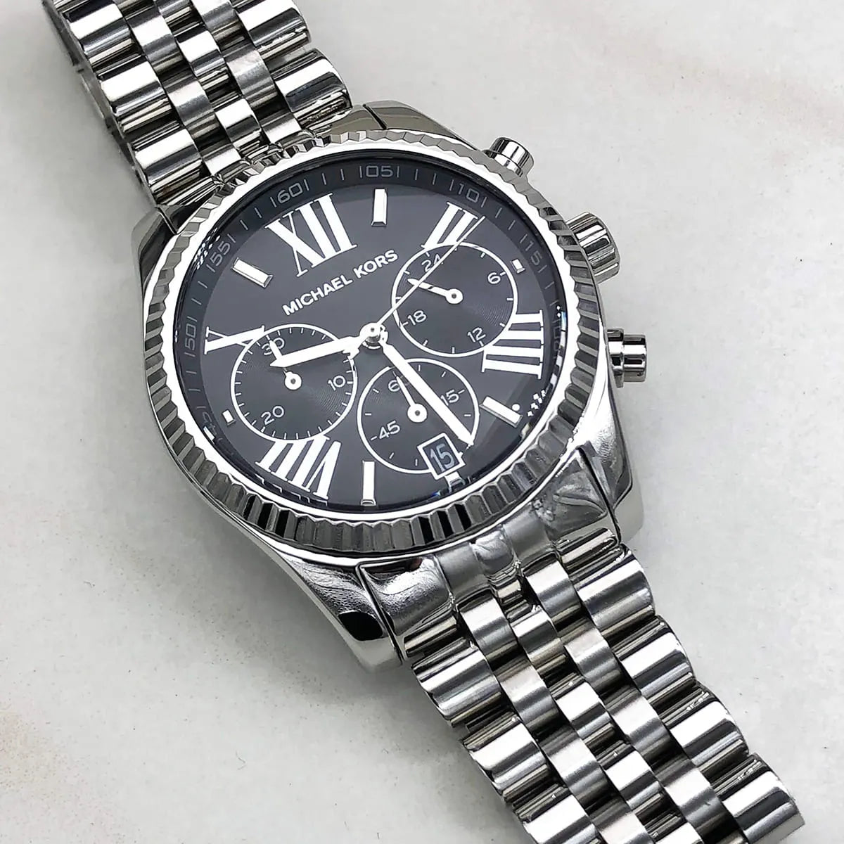 Michael Kors Chronograph Black Dial Silver Unisex Watch MK5708