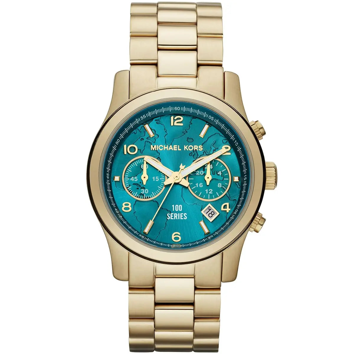 Michael Kors Stop Hunger Chronograph Turquoise Dial Gold Women's Watch - MK5815