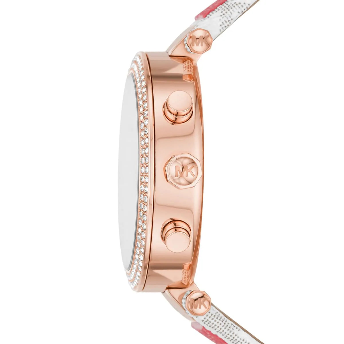 Michael Kors Parker Chronograph White Dial Tea Rose PVC Women's Watch - MK6951