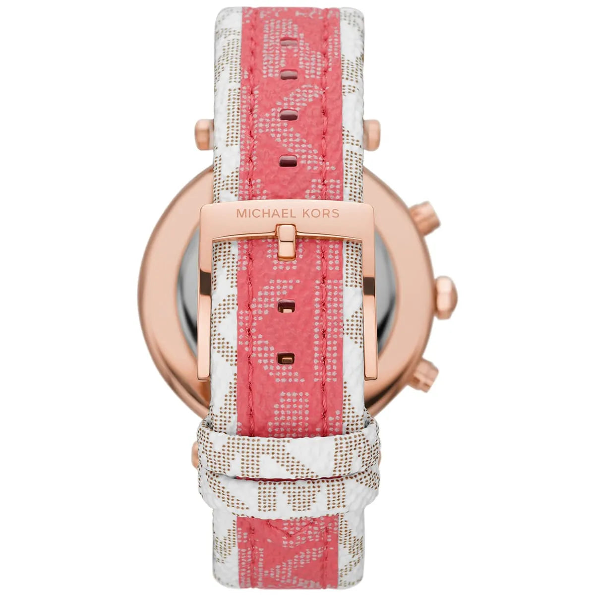 Michael Kors Parker Chronograph White Dial Tea Rose PVC Women's Watch - MK6951