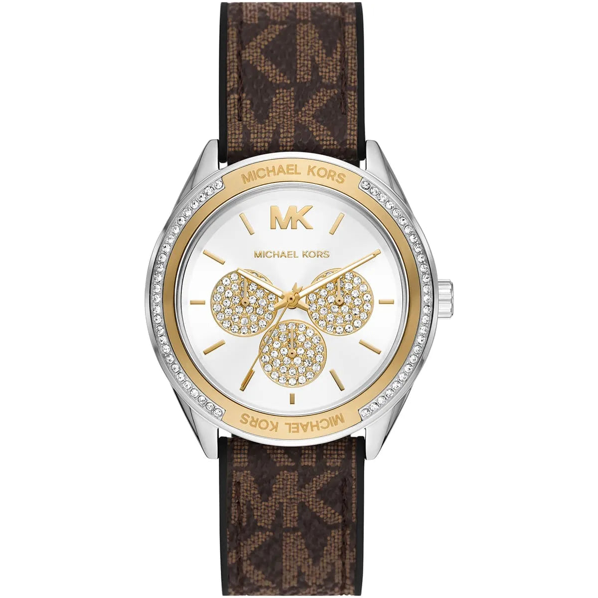 Michael Kors Jessa Multifunction Silver Sunray Dial Brown PVC Women's Watch - MK7205