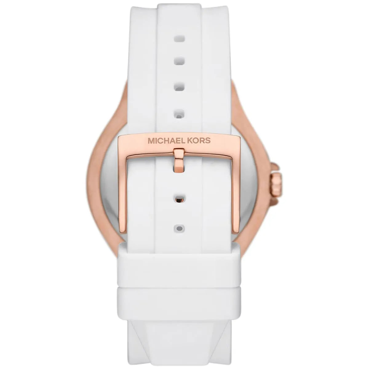 Michael Kors Oversized Lennox Pavé Rose Gold-Tone and White Silicone Watch - MK7248