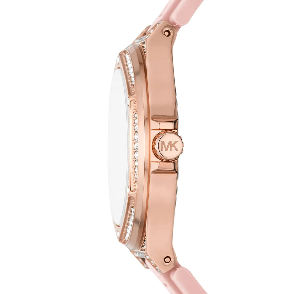 Michael Kors Lennox Pavé Rose Gold and Pink Silicone Women's Watch - MK7334