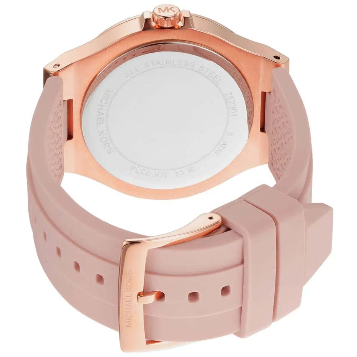 Michael Kors Lennox Pavé Rose Gold and Pink Silicone Women's Watch - MK7334