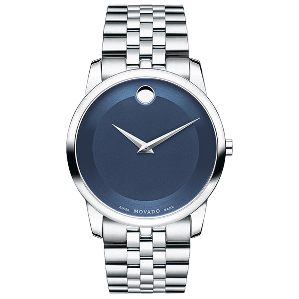 Movado Museum Classic Silver Stainless Steel Blue Dial Quartz Watch for Gents - 606982 606982 - Image 1