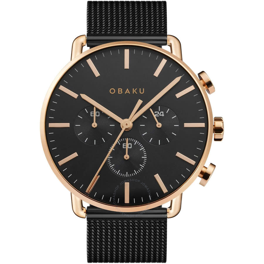 Obaku Havn Chronograph Quartz Black Dial Men's Watch V232GCVBMB - Dawson Watches