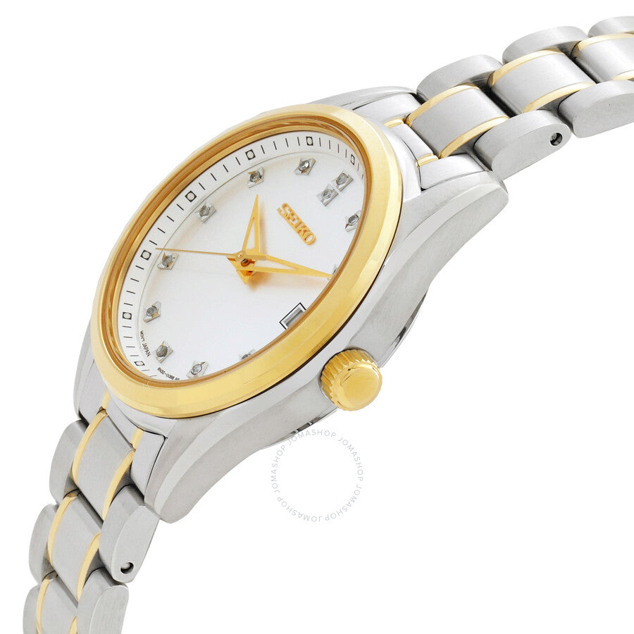Seiko Diamonds Quartz Silver Dial Two-Tone Ladies Watch SUR582P1 - The Watches Men & Co #2