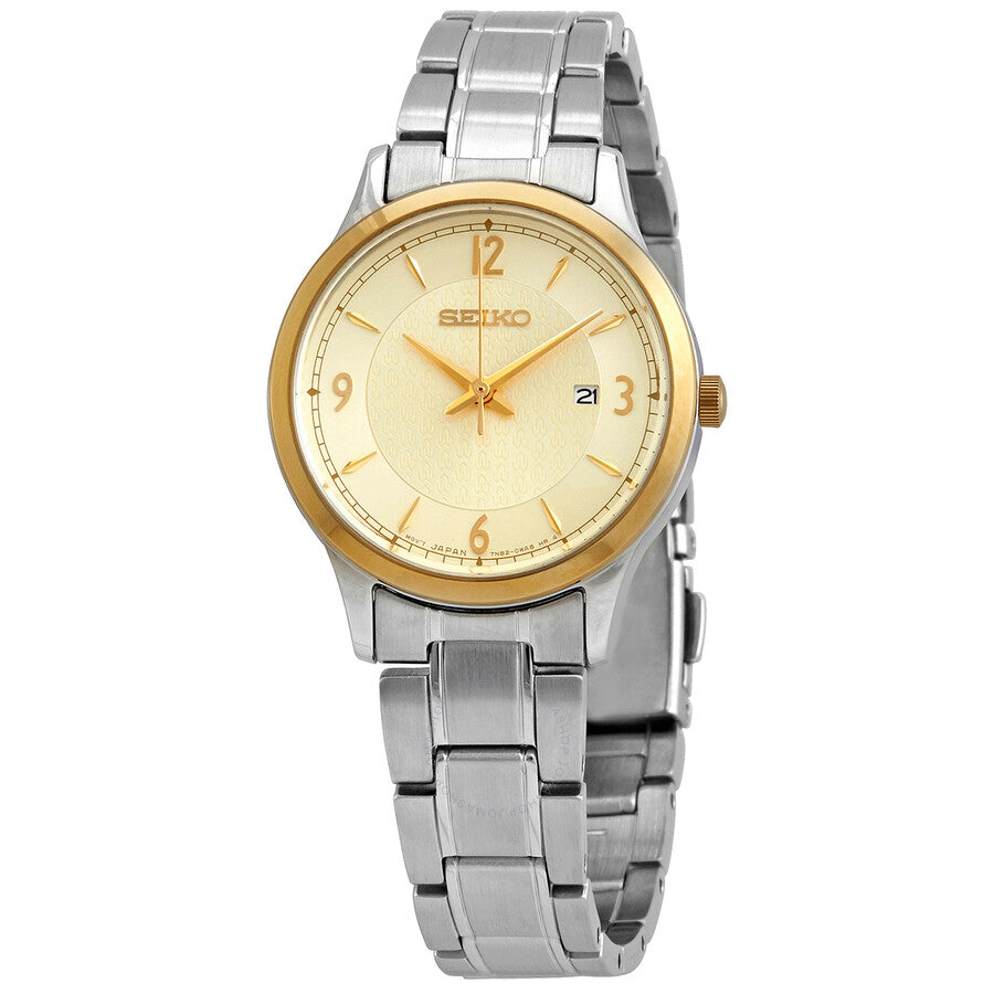 Seiko Essentials Quartz Champagne Dial Ladies Watch SXDH04P1 - The Watches Men & Co