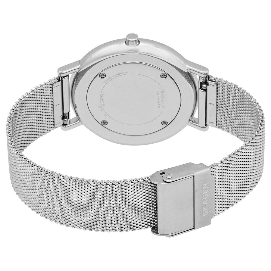 Skagen Signatur Quartz White Dial Stainless Steel Mesh Ladies Watch SKW2785 - Dawson Watches #3