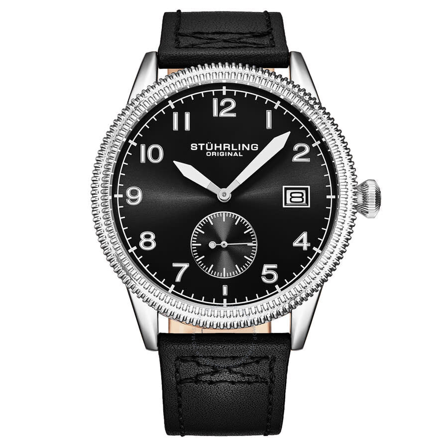 Stuhrling Original Aviator Quartz Black Dial Men's Watch M16842 - Dawson Watches
