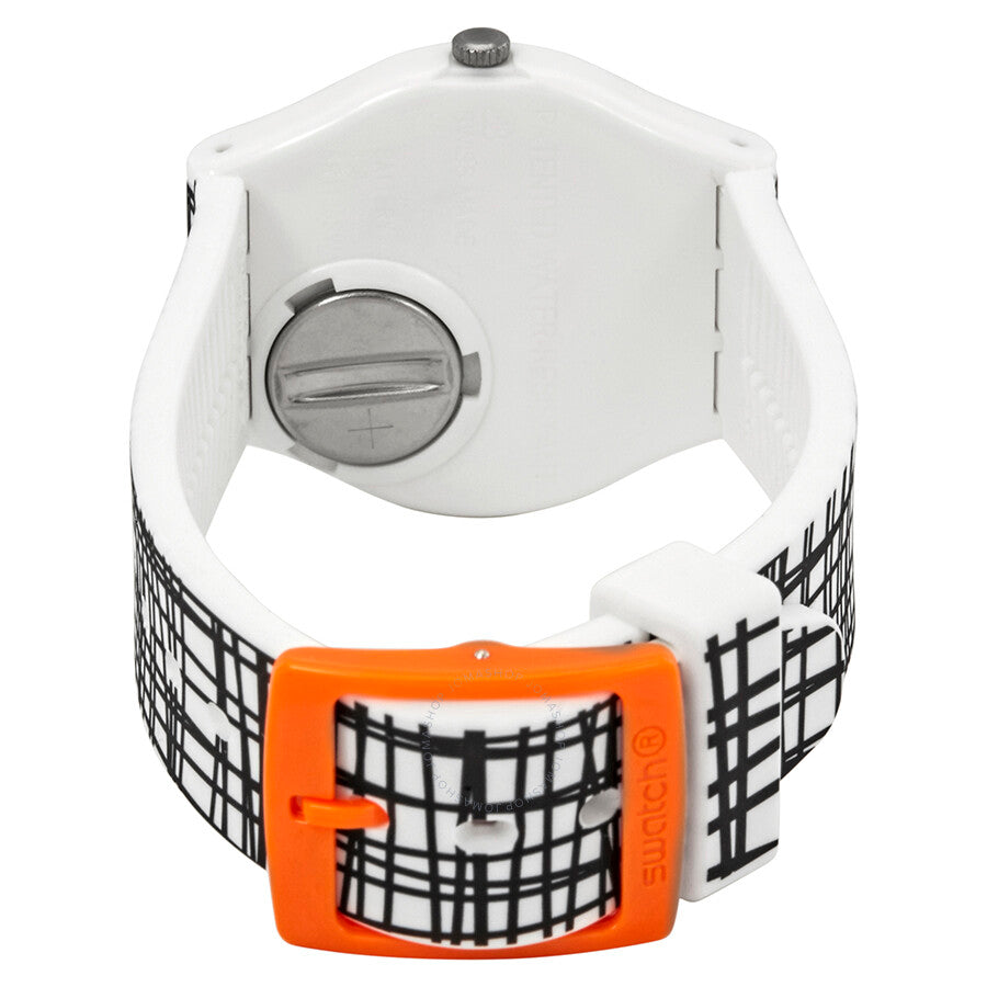 Swatch Lace Me White Dial White and Black Silicone Ladies Watch GW183 - Dawson Watches #3