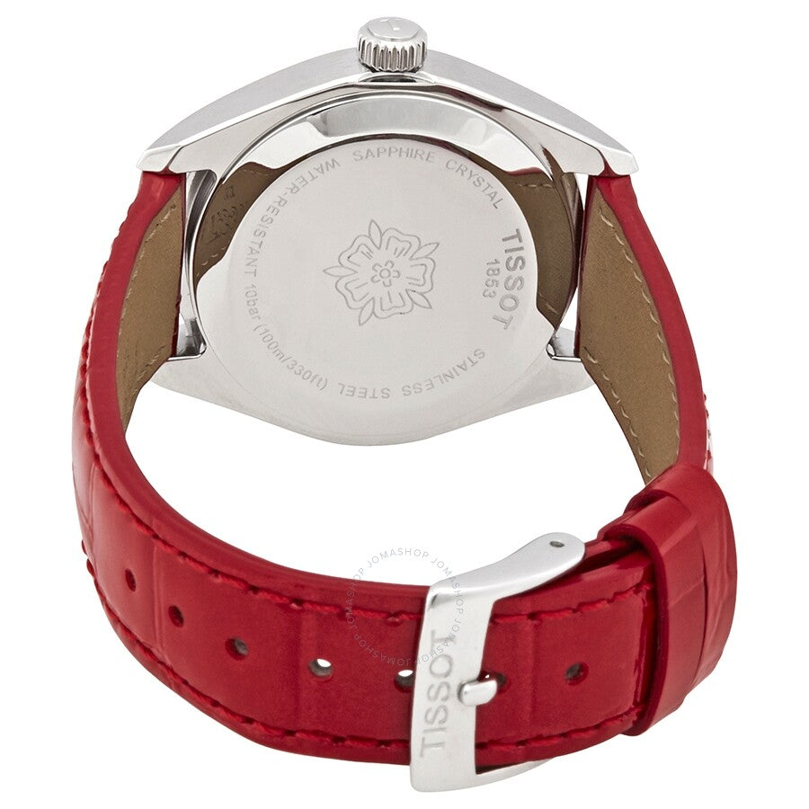 Tissot PR 100 Silver Dial Red Leather Ladies Watch T101.210.16.031.03 - Dawson Watches #3