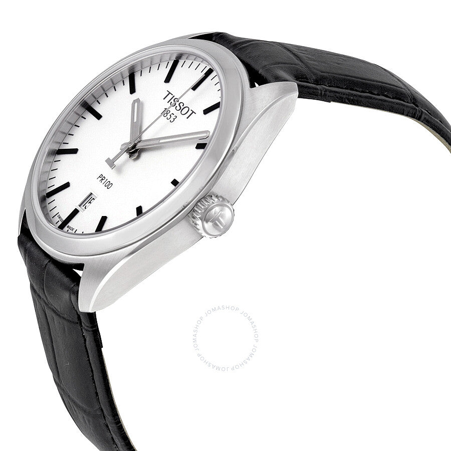 Tissot PR100 Silver Dial Black Leather Men's Watch T1014101603100 - Dawson Watches #2