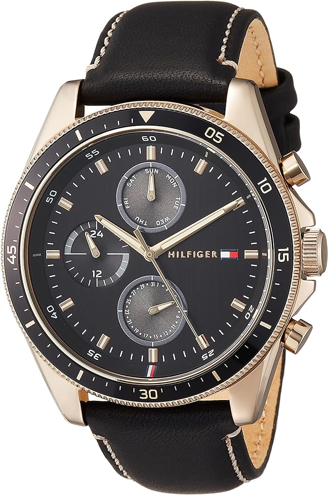 Tommy Hilfiger Parker Chronograph Black Dial Brown Leather Strap Watch For Men - 1791836 1791836 - Image 1