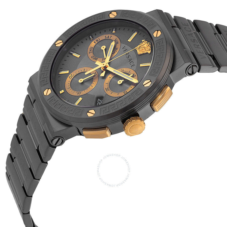 Versace Greca Logo Chronograph Quartz Grey Dial Men's Watch VEZ900521 - Kiwi Watches #2