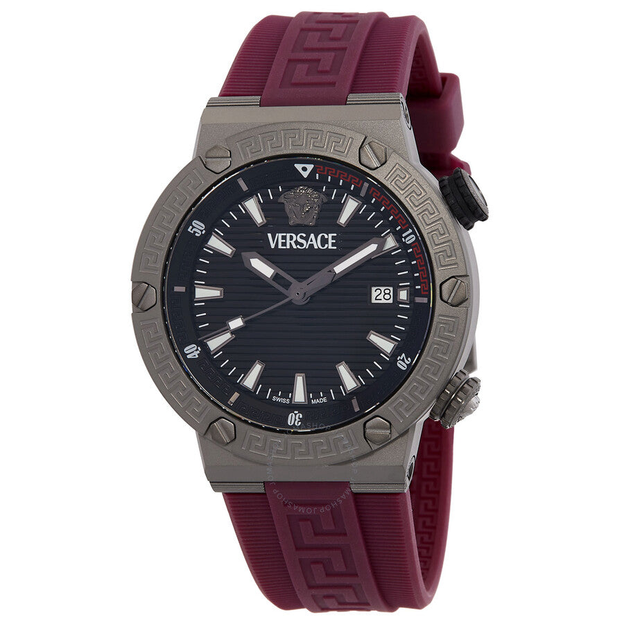 Versace Greca Logo Diver Quartz Black Dial Men's Watch VE8G00224 - Kiwi Watches