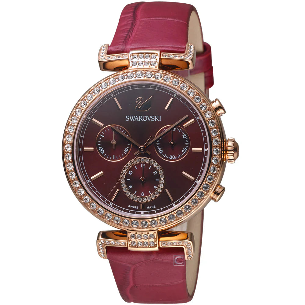 Swarovski Era Journey Red Dial Red Leather Strap Women's Watch 5416701