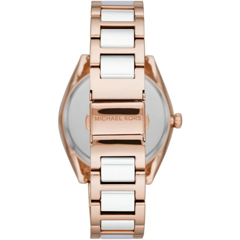 Michael Kors Janelle Three-Hand Rose Gold White Acetate Women's Watch - MK7134