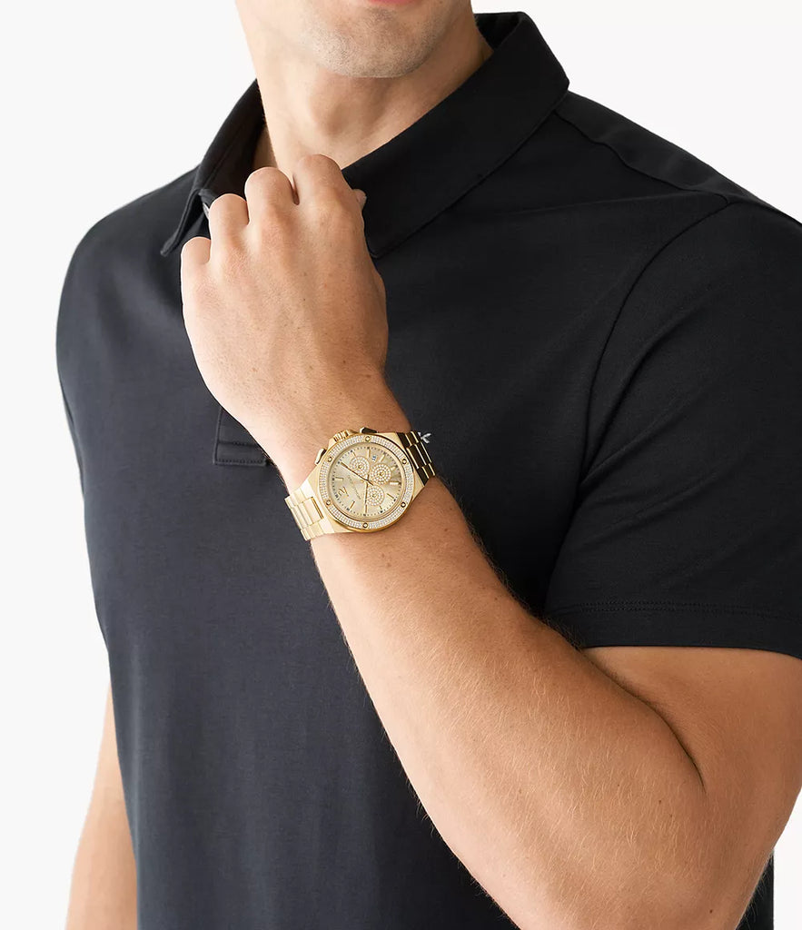 Michael Kors Lennox Pavé Chronograph Gold Men's Watch - MK8989