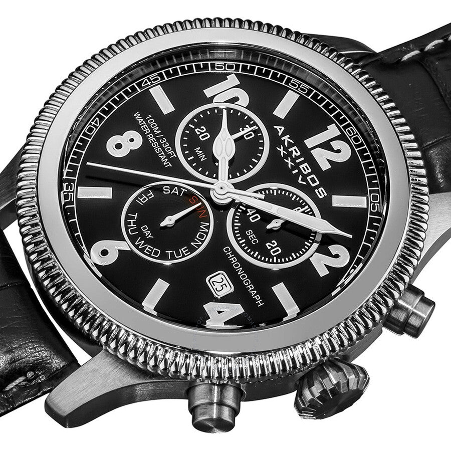 Akribos Ultimate Chronograph Stainless Steel Men's Watch AK575BK - Dawson Watches #2