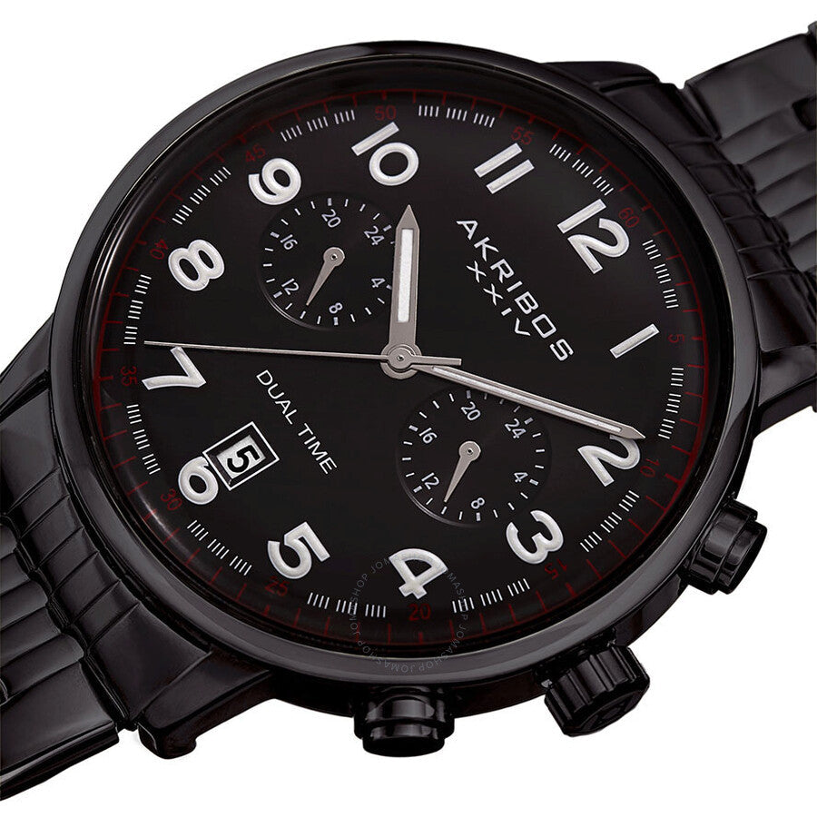 Akribos XXIV Black Dial Dual Time Men's Watch AK942BK - Dawson Watches #2