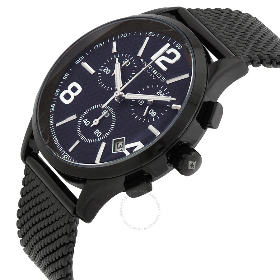 Akribos XXIV Blue Dial Black-plated Mesh Men's Watch AK719BU - Dawson Watches #2