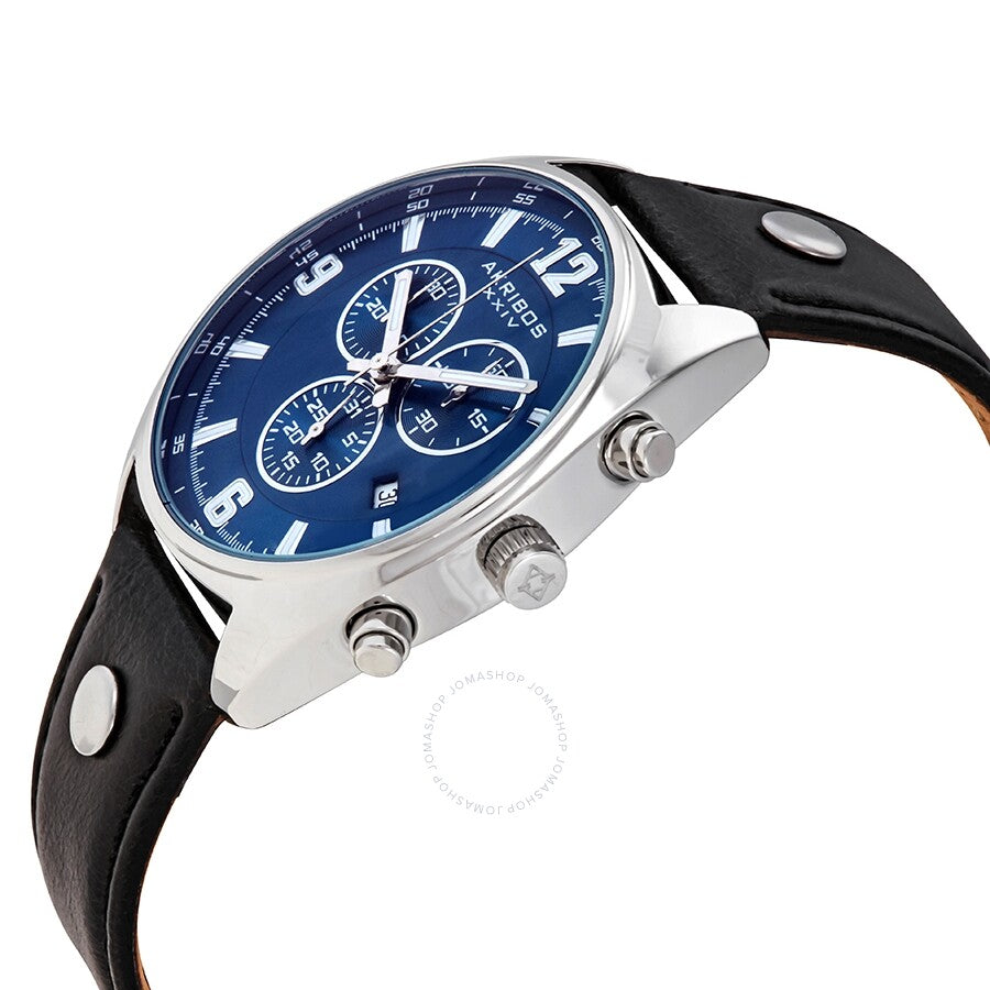 Akribos XXIV Blue Dial Men's Chronograph Leather Watch AK969BKBU - Dawson Watches #2